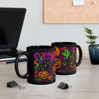 Trip or Treat | Psychedelic Halloween Coffee Mug (Black, 11oz/15oz)