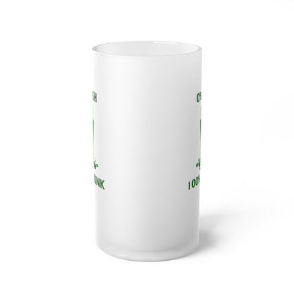 0% Irish 100% Drunk - Frosted Glass Beer Mug - Perfect for St. Patrick's Day Parties and Celebrations