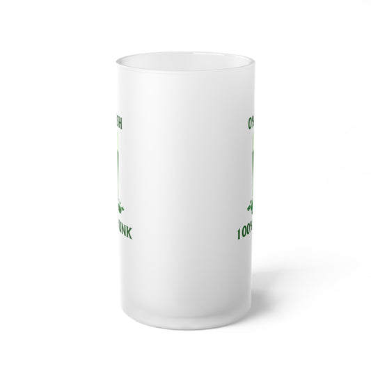 0% Irish 100% Drunk - Frosted Glass Beer Mug - Perfect for St. Patrick's Day Parties and Celebrations