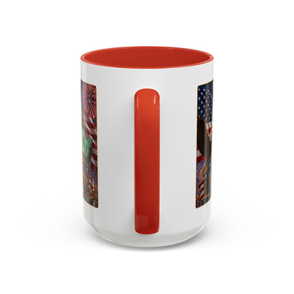 Patriotic Coffee Mug - "Happy 250th Birthday America 1776–2026" - Red or Blue Accent Color