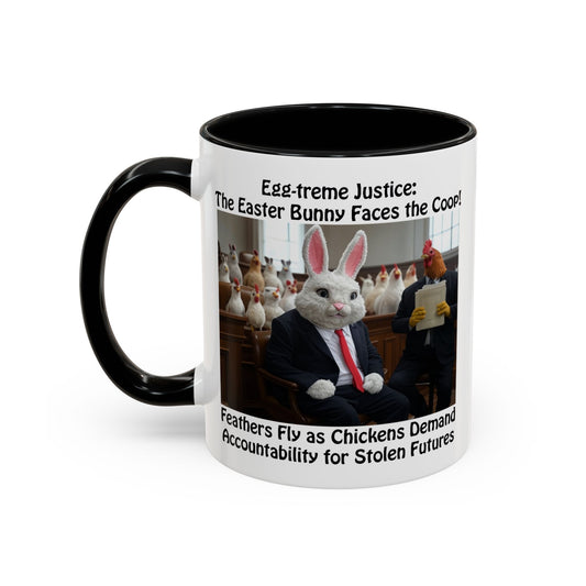Egg-treme Justice: The Easter Bunny Faces the Coop - Funny Easter Coffee Mug - Accent (11oz & 15oz)