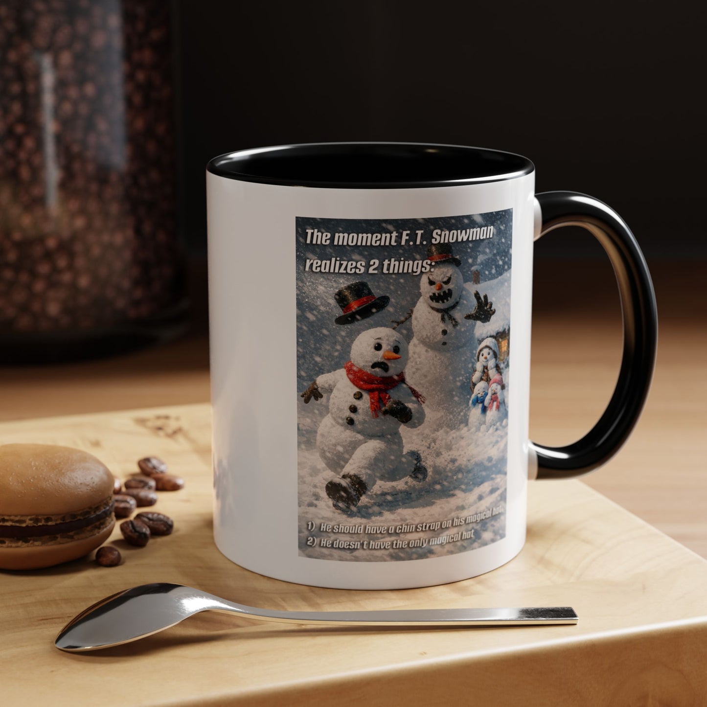 Snowman Mug – Humorous Winter Coffee Cup (The moment F.T. Snowman realizes 2 things)
