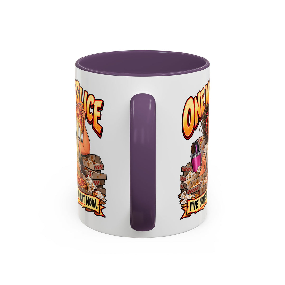 "One More Slice" – Fun Retro Female Pizza Lover - Accent Coffee Mug (11oz/15oz)