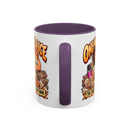 "One More Slice" – Fun Retro Female Pizza Lover - Accent Coffee Mug (11oz/15oz)