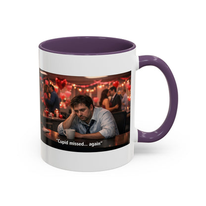 Cupid Missed… Again Funny Valentine Office Party Coffee Mug | Anti-Valentine Humorous Work Mug