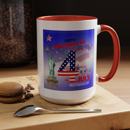 Patriotic Independence Day Statue of Liberty Flag Design Coffee Mug