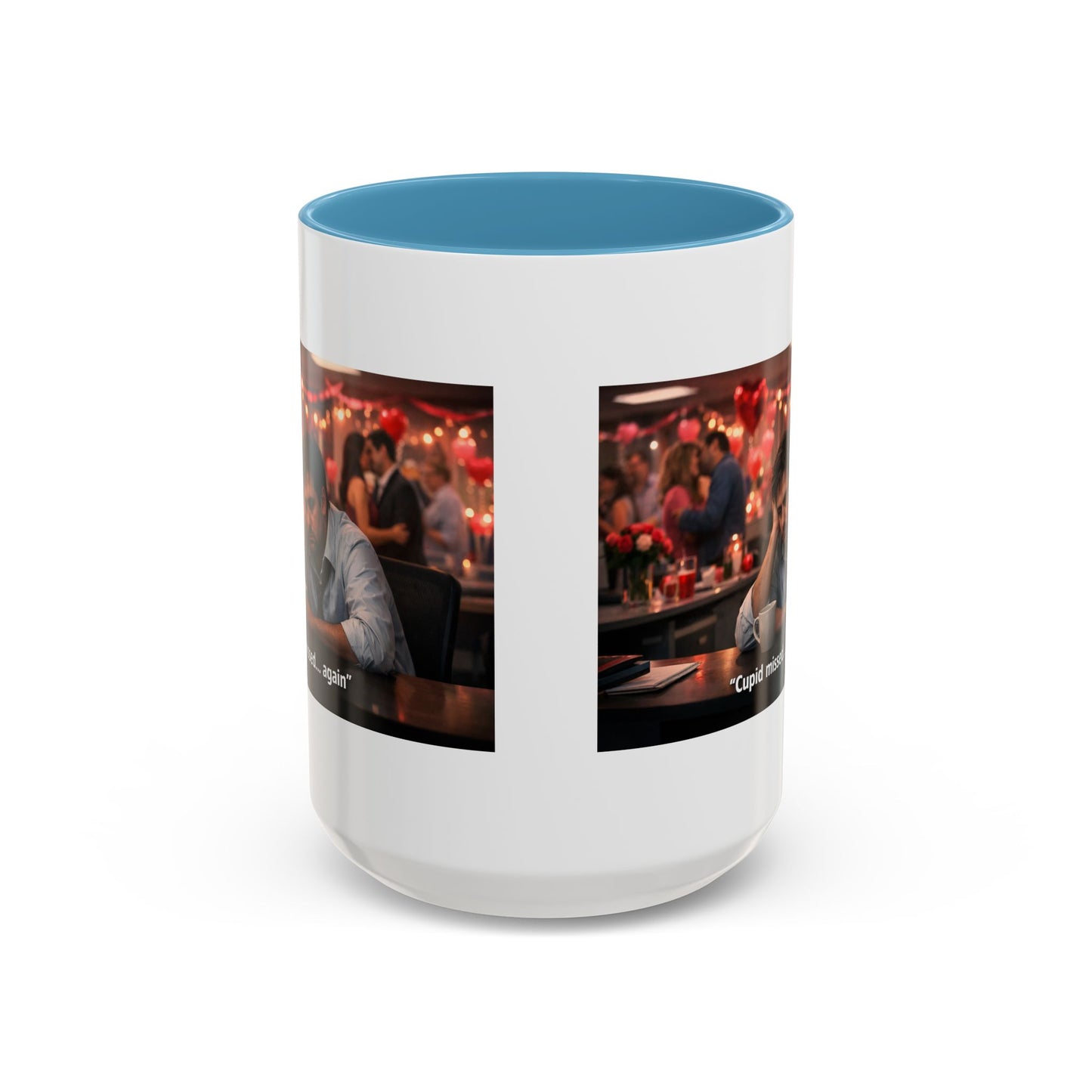 Cupid Missed… Again Funny Valentine Office Party Coffee Mug | Anti-Valentine Humorous Work Mug