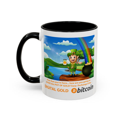 Digital Gold Accent Coffee Mug - St. Patrick's Day Gift for Cryptocurrency Enthusiasts