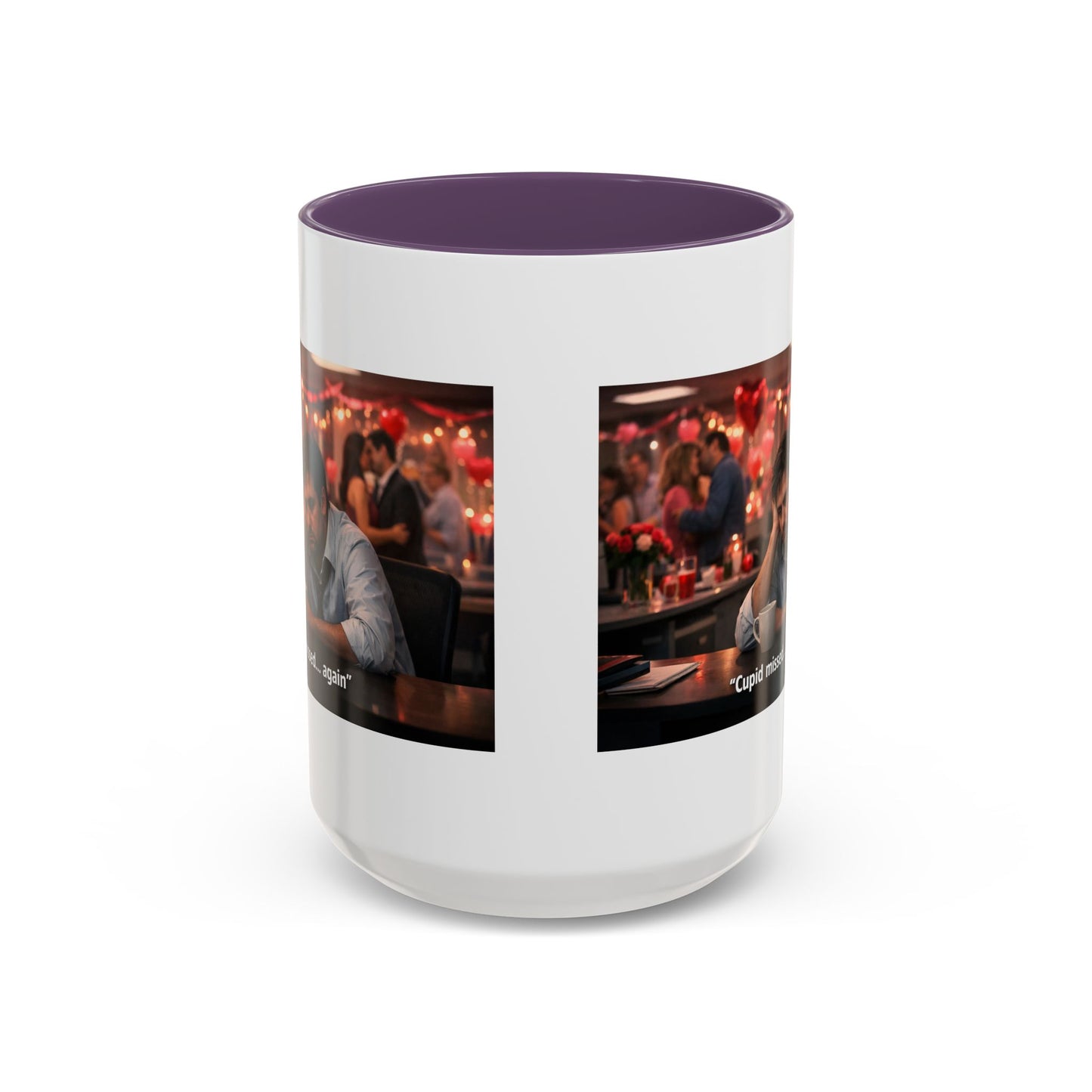 Cupid Missed… Again Funny Valentine Office Party Coffee Mug | Anti-Valentine Humorous Work Mug