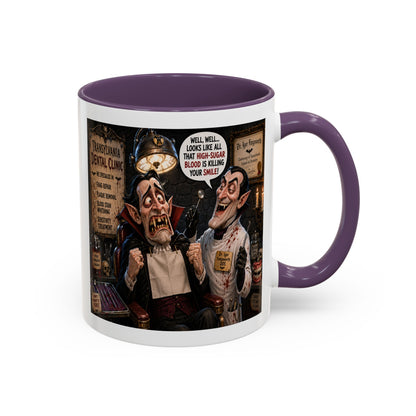 The Count’s Sugar Problem — Funny Vampire Halloween Mug (Accent Colors - Black, Red, Orange, Purple, Pink 11oz/15oz)