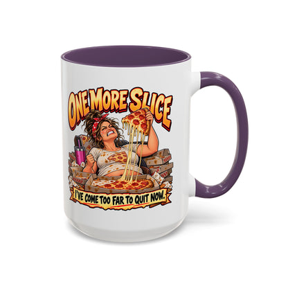 "One More Slice" – Fun Retro Female Pizza Lover - Accent Coffee Mug (11oz/15oz)