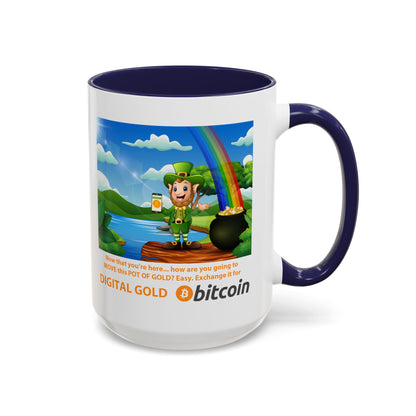 Digital Gold Accent Coffee Mug - St. Patrick's Day Gift for Cryptocurrency Enthusiasts