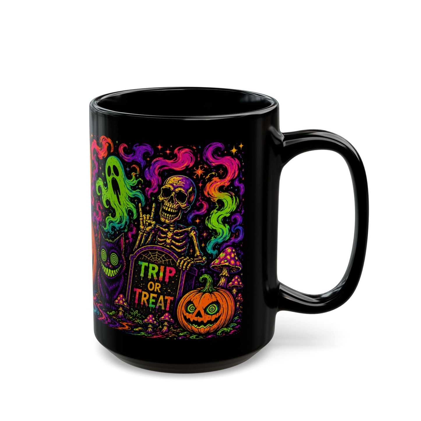 Trip or Treat | Psychedelic Halloween Coffee Mug (Black, 11oz/15oz)