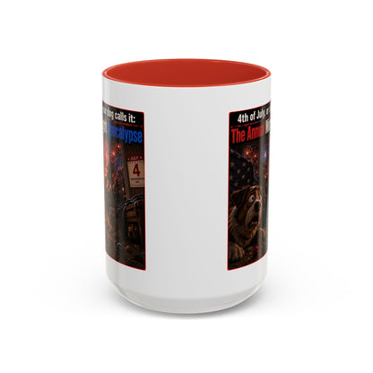 4th of July Dog Apocalypse Mug — Funny Fireworks Anxiety Accent Coffee Cup - Red, Blue or Black (11/15oz)
