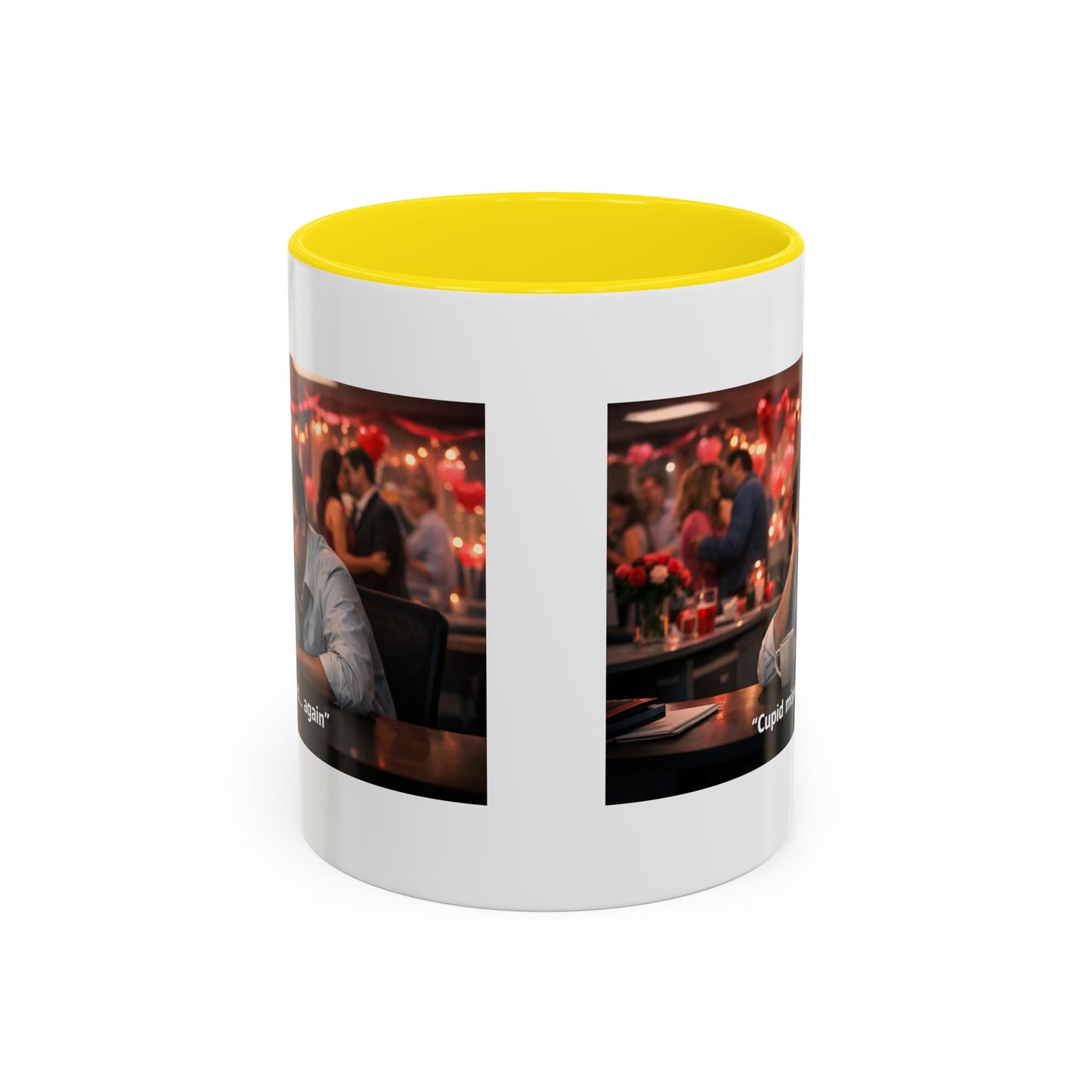 Cupid Missed… Again Funny Valentine Office Party Coffee Mug | Anti-Valentine Humorous Work Mug