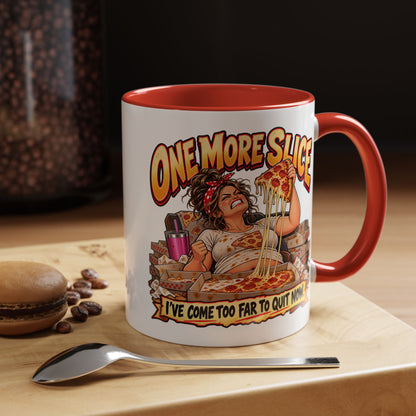 "One More Slice" – Fun Retro Female Pizza Lover - Accent Coffee Mug (11oz/15oz)