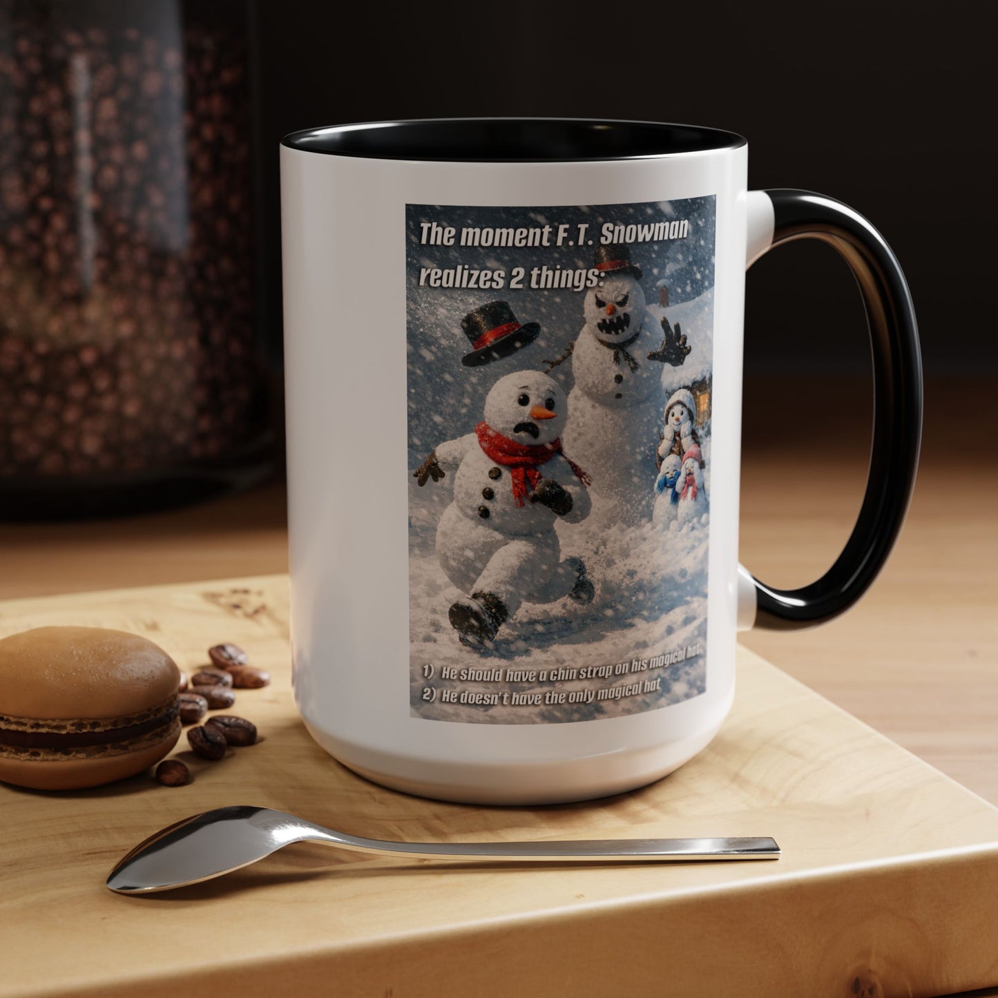 Snowman Mug – Humorous Winter Coffee Cup (The moment F.T. Snowman realizes 2 things)
