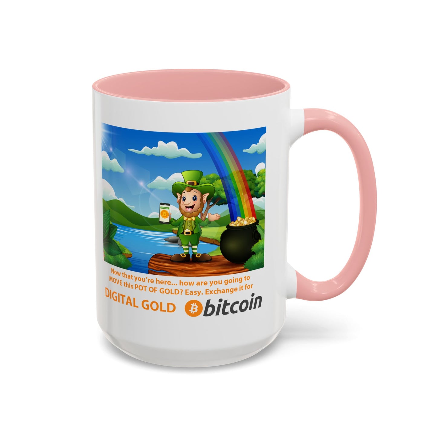 Digital Gold Accent Coffee Mug - St. Patrick's Day Gift for Cryptocurrency Enthusiasts