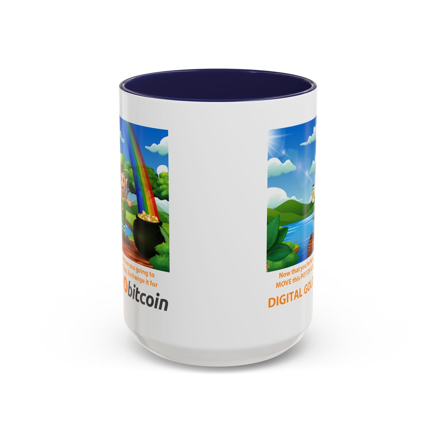 Digital Gold Accent Coffee Mug - St. Patrick's Day Gift for Cryptocurrency Enthusiasts
