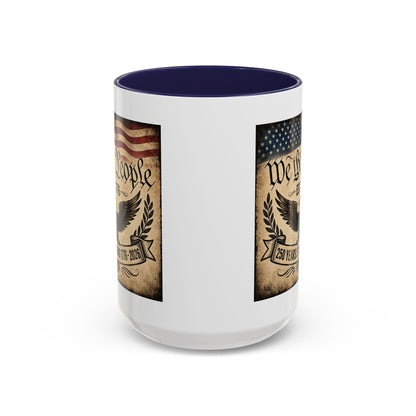 We The People 250th Anniversary Coffee Mug - Patriotic American Semicentennial Red or Blue Accent Mug