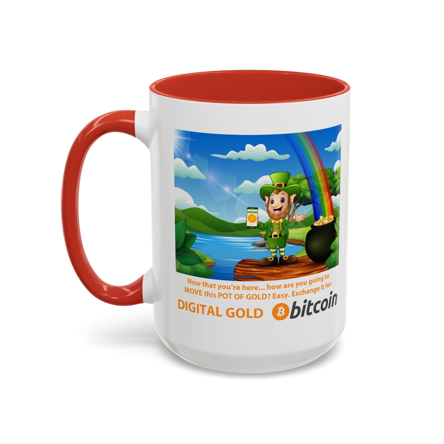 Digital Gold Accent Coffee Mug - St. Patrick's Day Gift for Cryptocurrency Enthusiasts