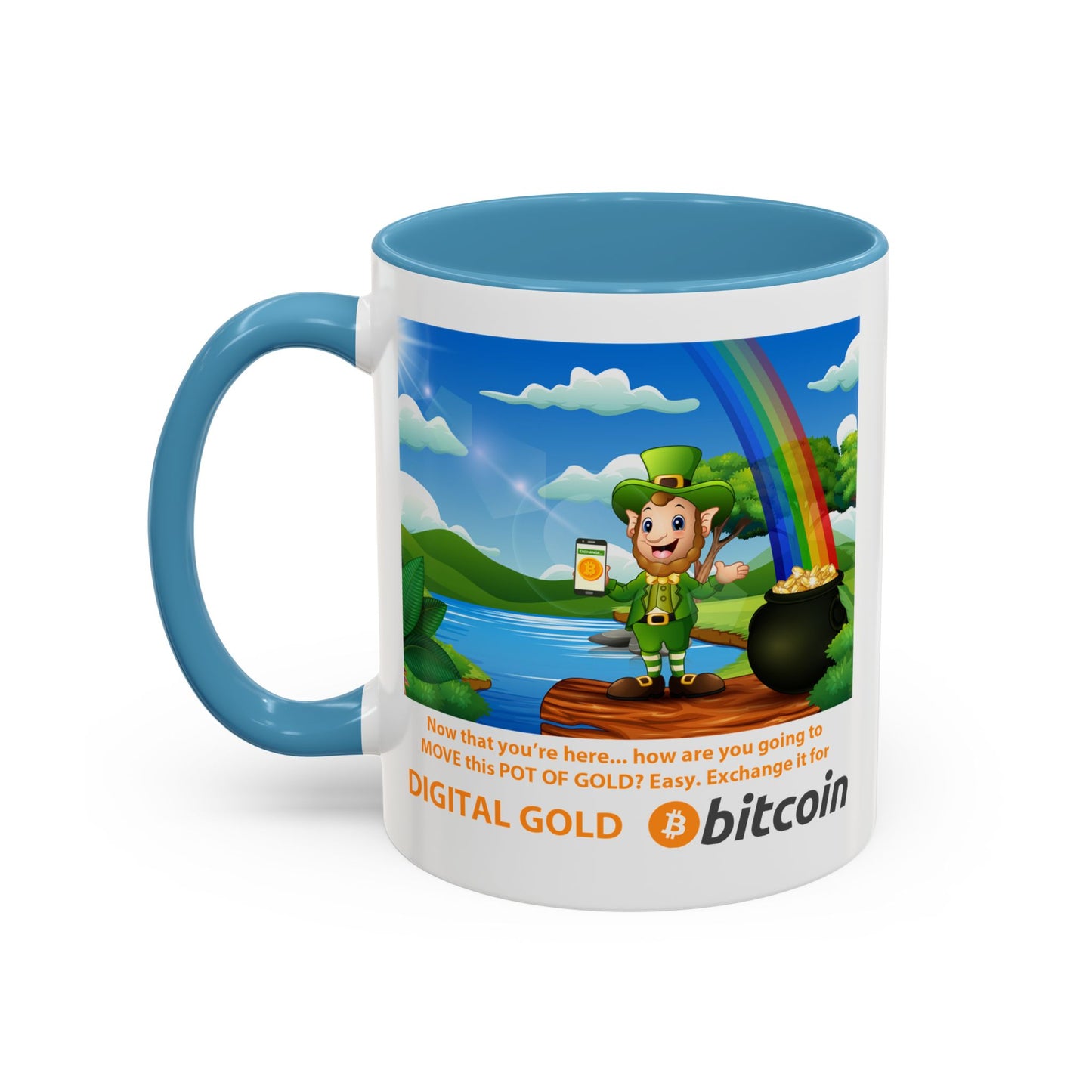 Digital Gold Accent Coffee Mug - St. Patrick's Day Gift for Cryptocurrency Enthusiasts