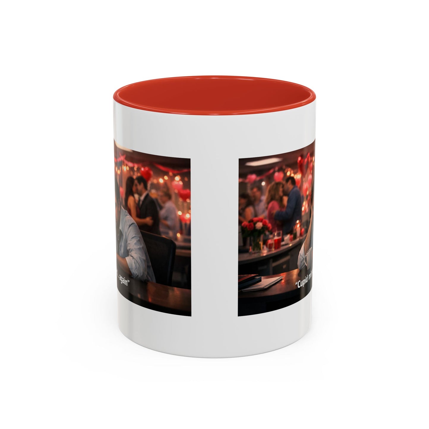 Cupid Missed… Again Funny Valentine Office Party Coffee Mug | Anti-Valentine Humorous Work Mug