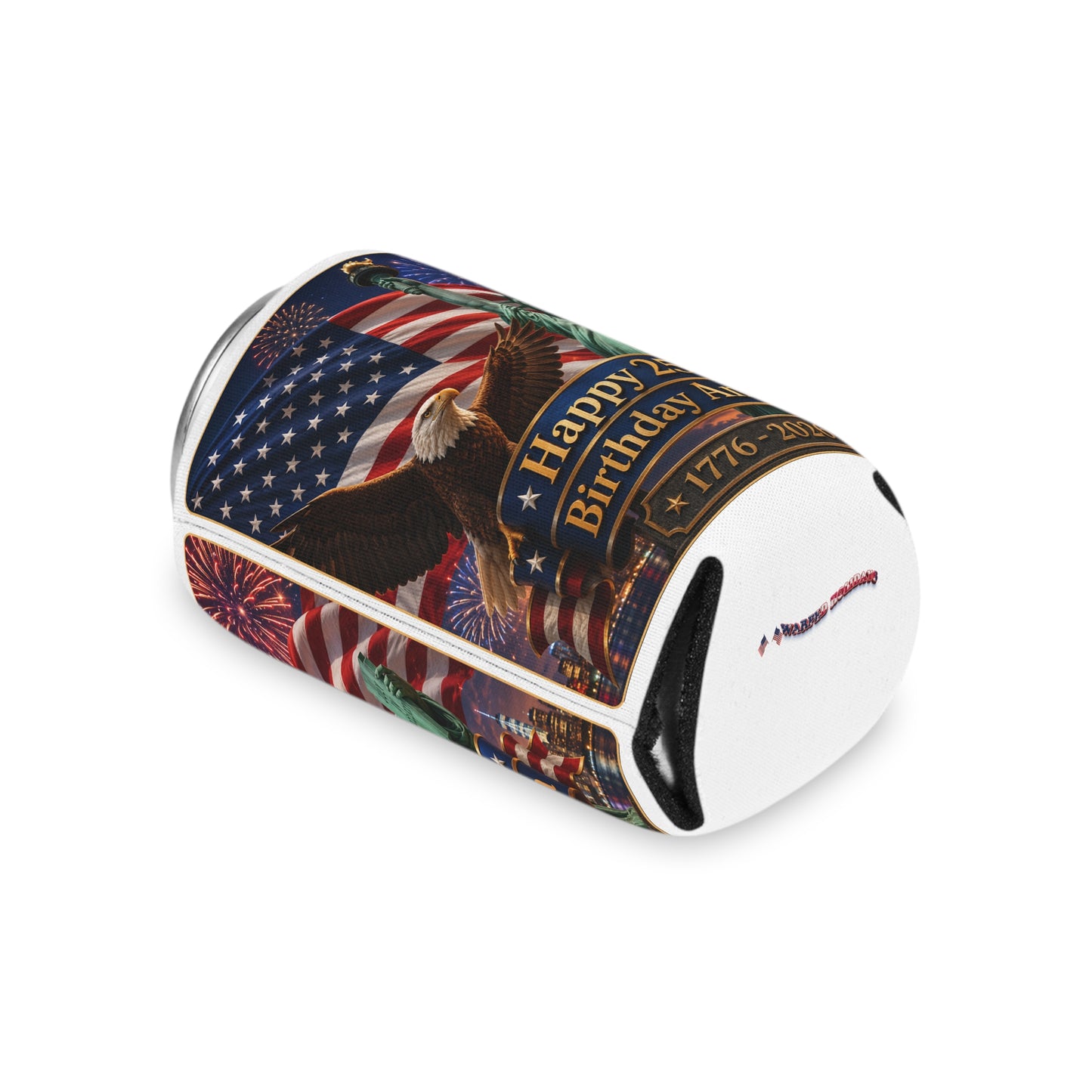 Happy 250th Birthday America Can Cooler – "Happy 250th Birthday America 1776–2026" Patriotic Beer or Soda Koozie