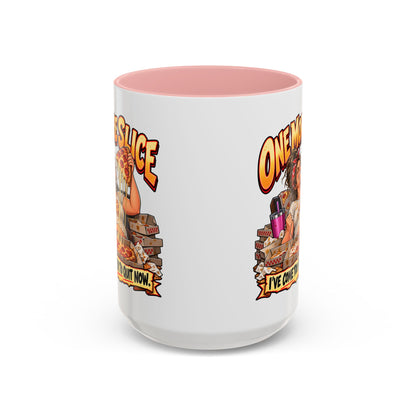 "One More Slice" – Fun Retro Female Pizza Lover - Accent Coffee Mug (11oz/15oz)