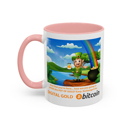 Digital Gold Accent Coffee Mug - St. Patrick's Day Gift for Cryptocurrency Enthusiasts