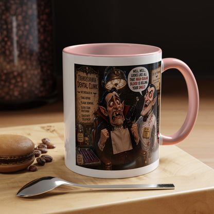 The Count’s Sugar Problem — Funny Vampire Halloween Mug (Accent Colors - Black, Red, Orange, Purple, Pink 11oz/15oz)