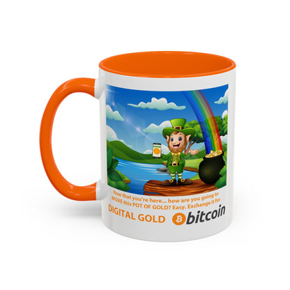 Digital Gold Accent Coffee Mug - St. Patrick's Day Gift for Cryptocurrency Enthusiasts