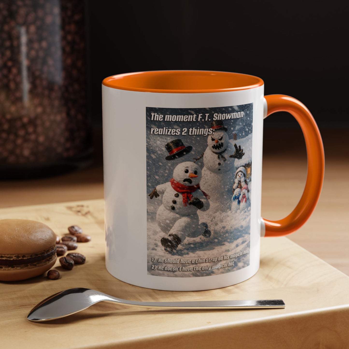 Snowman Mug – Humorous Winter Coffee Cup (The moment F.T. Snowman realizes 2 things)