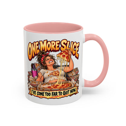 "One More Slice" – Fun Retro Female Pizza Lover - Accent Coffee Mug (11oz/15oz)