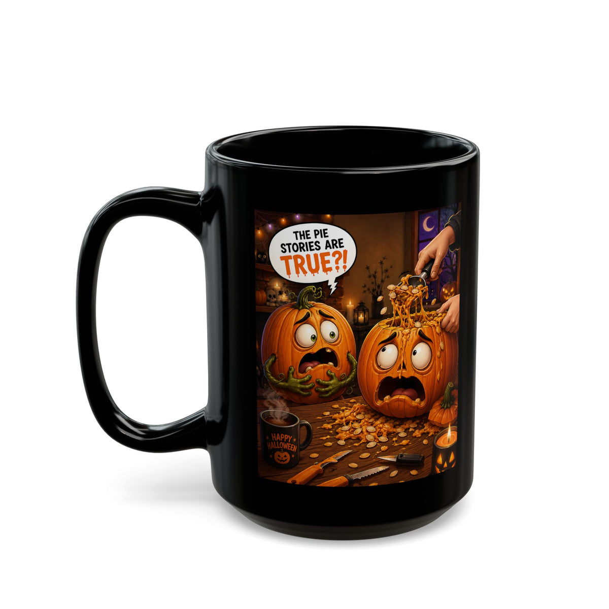 The Pie Stories Are True?! – Halloween Black Coffee Mug (11oz/15oz)