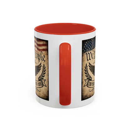 We The People 250th Anniversary Coffee Mug - Patriotic American Semicentennial Red or Blue Accent Mug