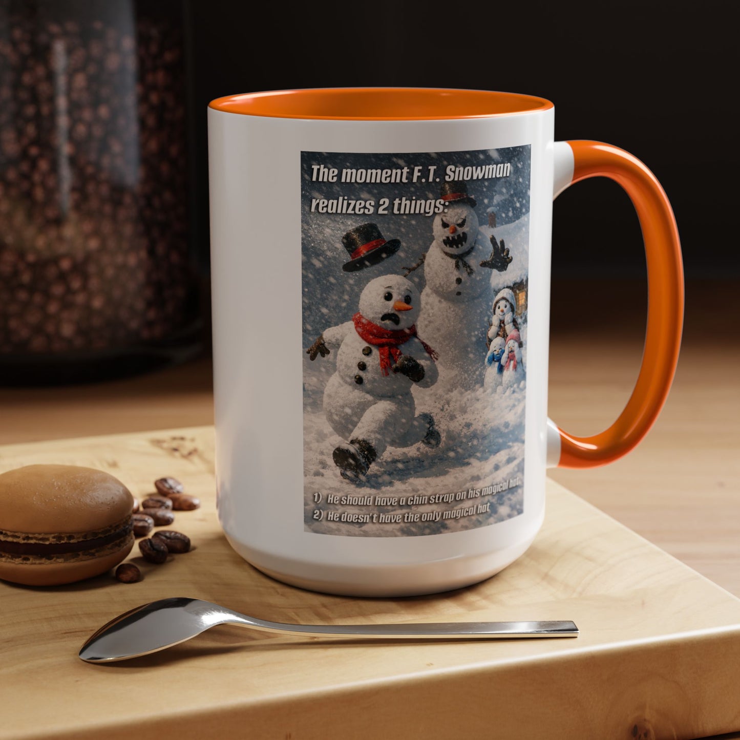 Snowman Mug – Humorous Winter Coffee Cup (The moment F.T. Snowman realizes 2 things)