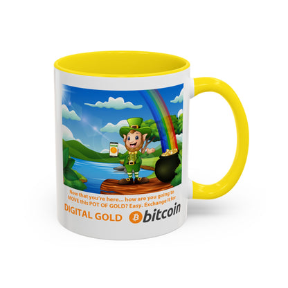Digital Gold Accent Coffee Mug - St. Patrick's Day Gift for Cryptocurrency Enthusiasts