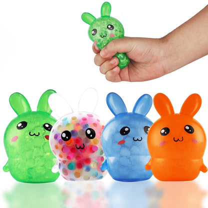 4 Pack Squishy Easter Bunny Stress Balls for Easter Basket Stuffers