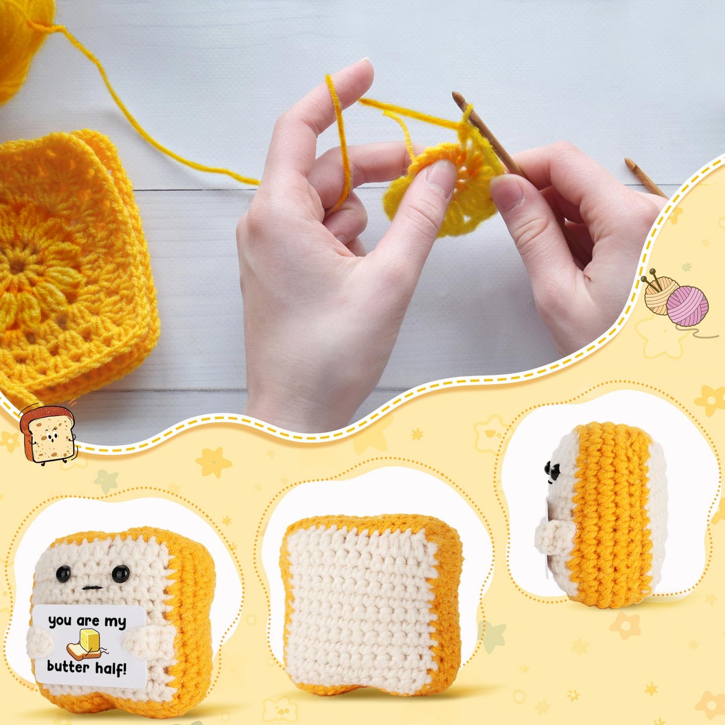 "You Are My Butter Half!” Crochet Toast – Cute Romantic Valentine’s Day Gift