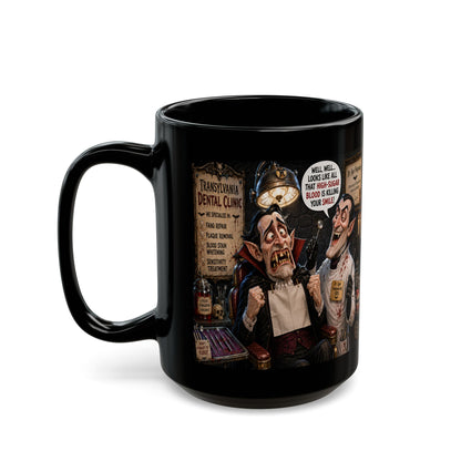The Count’s Sugar Problem — Funny Vampire Halloween Mug (Black 11oz/15oz)