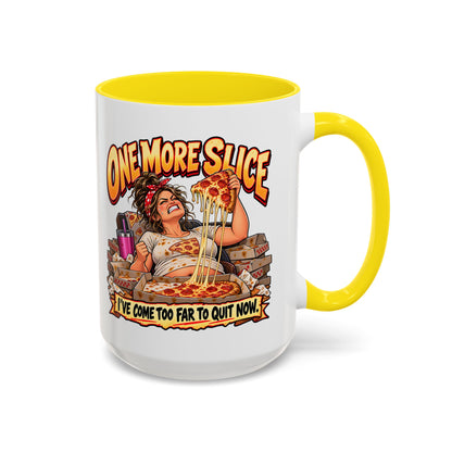 "One More Slice" – Fun Retro Female Pizza Lover - Accent Coffee Mug (11oz/15oz)
