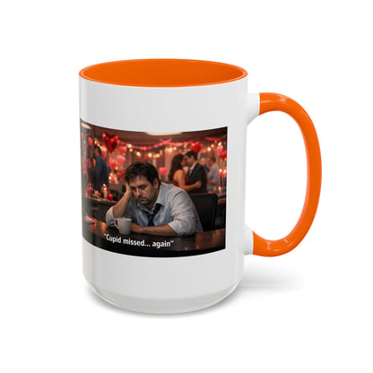 Cupid Missed… Again Funny Valentine Office Party Coffee Mug | Anti-Valentine Humorous Work Mug