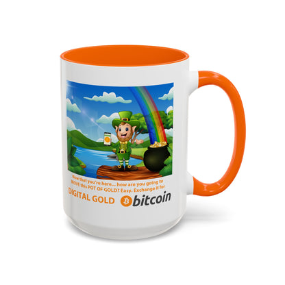 Digital Gold Accent Coffee Mug - St. Patrick's Day Gift for Cryptocurrency Enthusiasts
