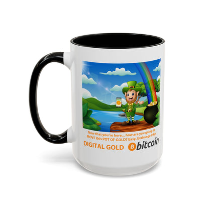 Digital Gold Accent Coffee Mug - St. Patrick's Day Gift for Cryptocurrency Enthusiasts