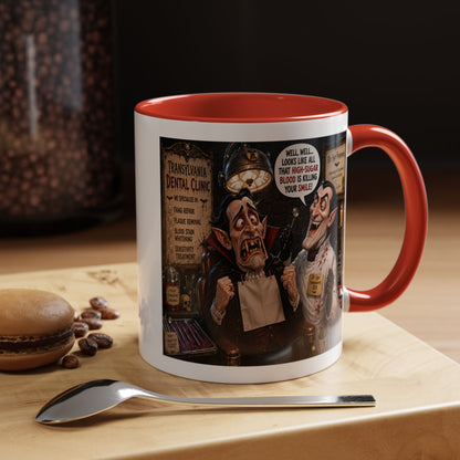 The Count’s Sugar Problem — Funny Vampire Halloween Mug (Accent Colors - Black, Red, Orange, Purple, Pink 11oz/15oz)