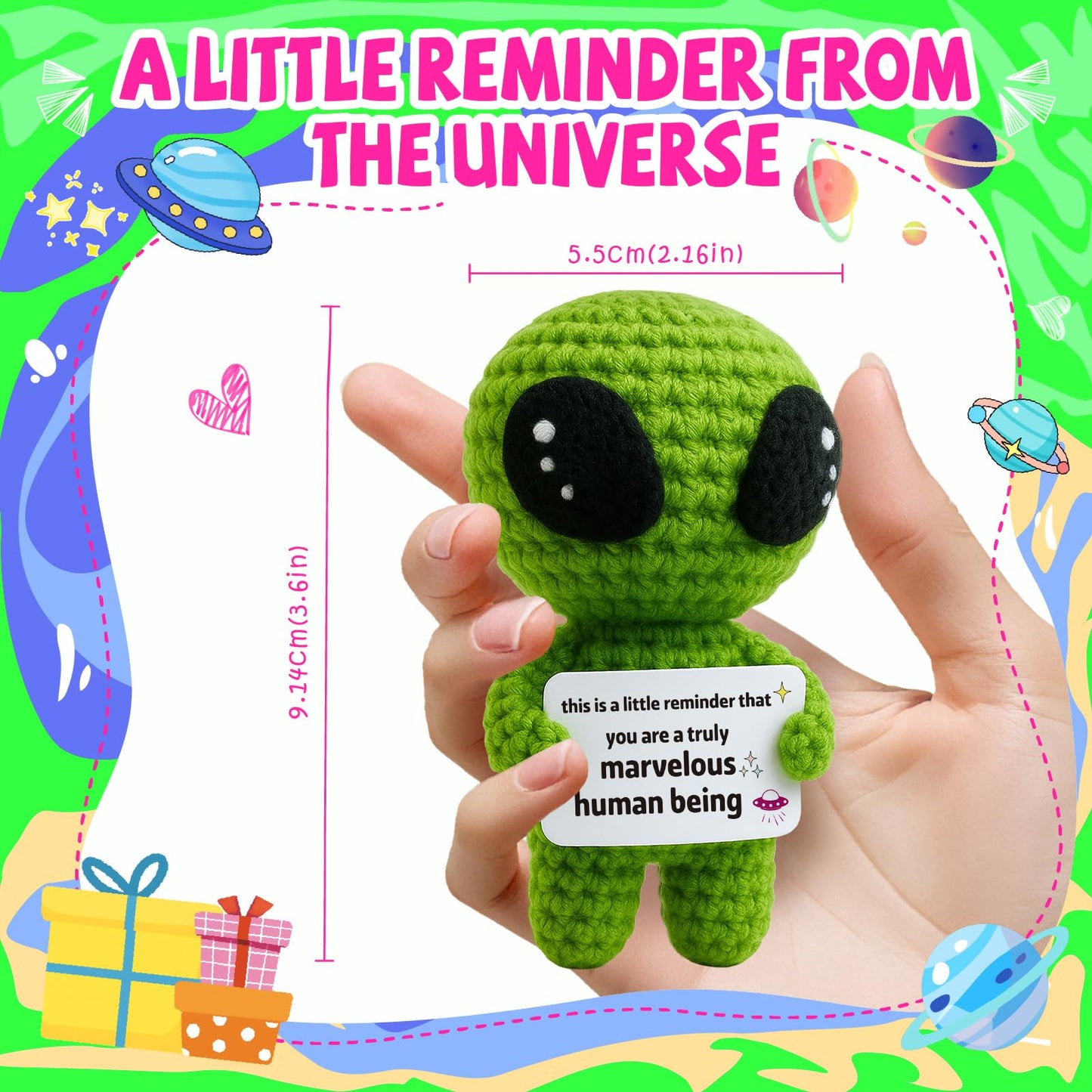 Valentine's Day / World UFO Day Funny Gag Crochet Alien Plush