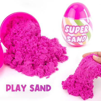 6 Pack Prefilled Eggs with Slime Play Sand Air Dry Clay Dough - Easter Basket Stuffers