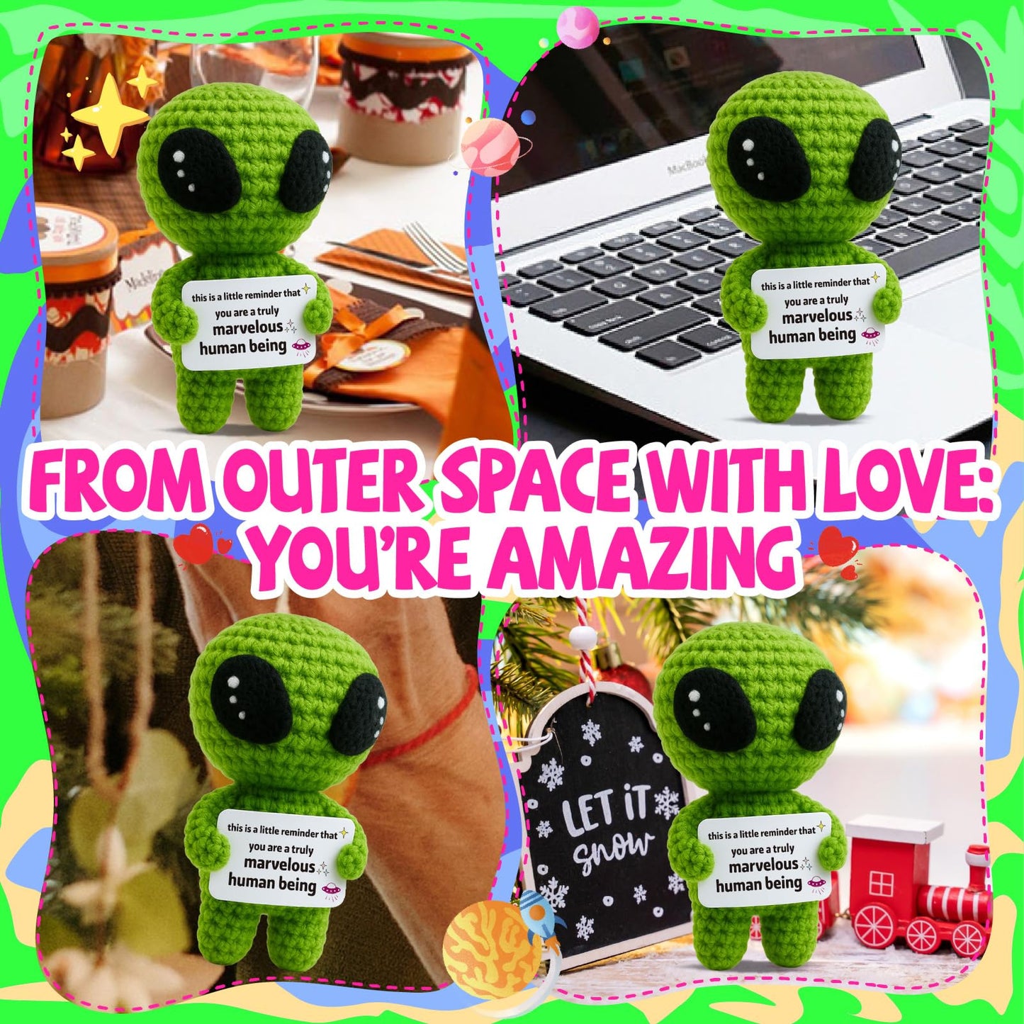 Valentine's Day / World UFO Day Funny Gag Crochet Alien Plush