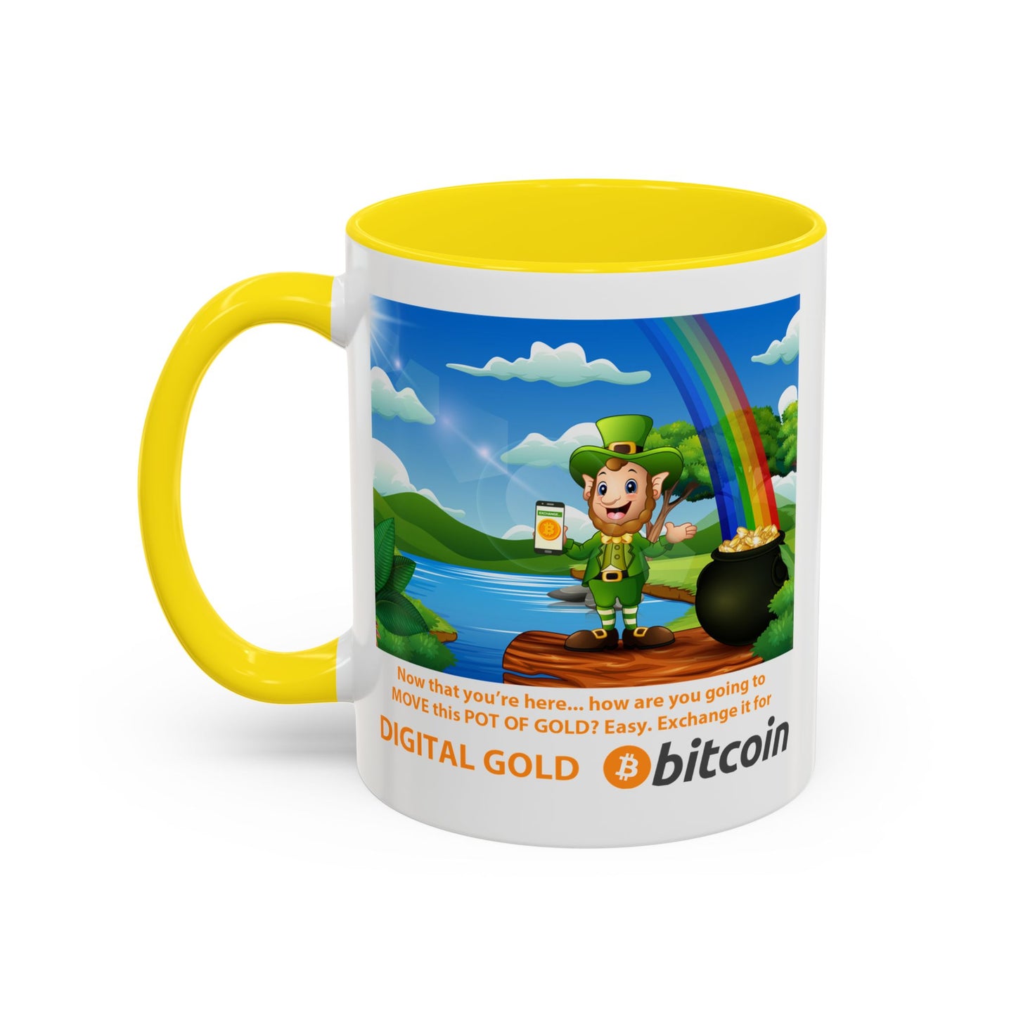 Digital Gold Accent Coffee Mug - St. Patrick's Day Gift for Cryptocurrency Enthusiasts